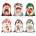 Sublimation Blanks Cartoon Striped Plaid Double-Sided Printing Christmas Gift Bag Bundle Pocket Burlap Bag