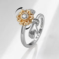 Adjustable 925 Silver Sunflower Fidget Ring CZ Zircon Diamond Jewelry Personalized Anti-Anxiety Ring for Women
