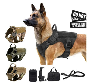 No Pull Service Dog Hunting Vest with Tactical Outdoor Features Adjustable Large Dog Training Harness