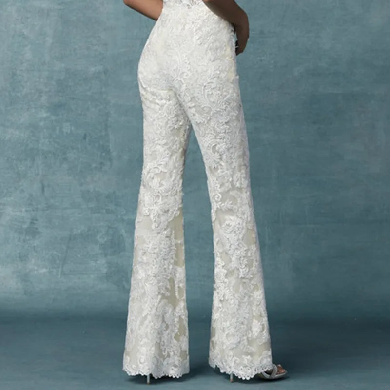 Dress Embroidery Lace White Pantsuit Detachable Two-piece Set of Mother Clothing Cross-border Factory Price Wedding Dress