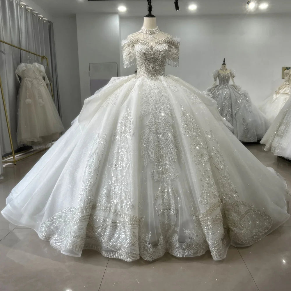 Jancember XS052 Elegant Off Shoulder Empire Ball Gown Bridal Wedding Dresses for Women