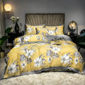 Factory Hot Sale Yellow Lyocell Fiber Printing Duvet Covers Super king Size Bedsheets Bedding Sets