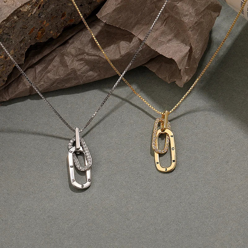 Classic Customized Gold Plated Letter 925 Sterling Silver Zircon Statement Necklace Jewelry Women