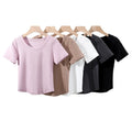 Wholesale Bulk Black Womens Gray Cropped Streetwear Knitted Anti-Pilling Eco-Friendly Tshirt for Women Femme Custom Logo
