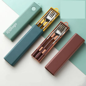 Portable Stainless Steel 304 Flatware Set Korean Camping Cutlery with PP Gift Box for Travel Utensils