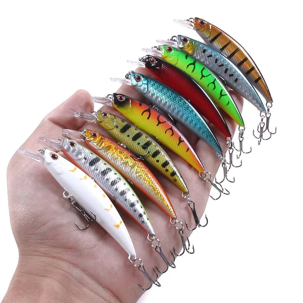 Hot Wholesale 8CM 9G Minnow Lure Hard Plastic Fishing Bait for Bass Fishing Diving Depth 0-1.5M Sinking Minnow Fishing Lure