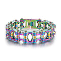 Fashion Rainbow Man Bracelet Jewelry 235MM Men's Stainless Steel Bike Bracelet Jewelry Gift for Him