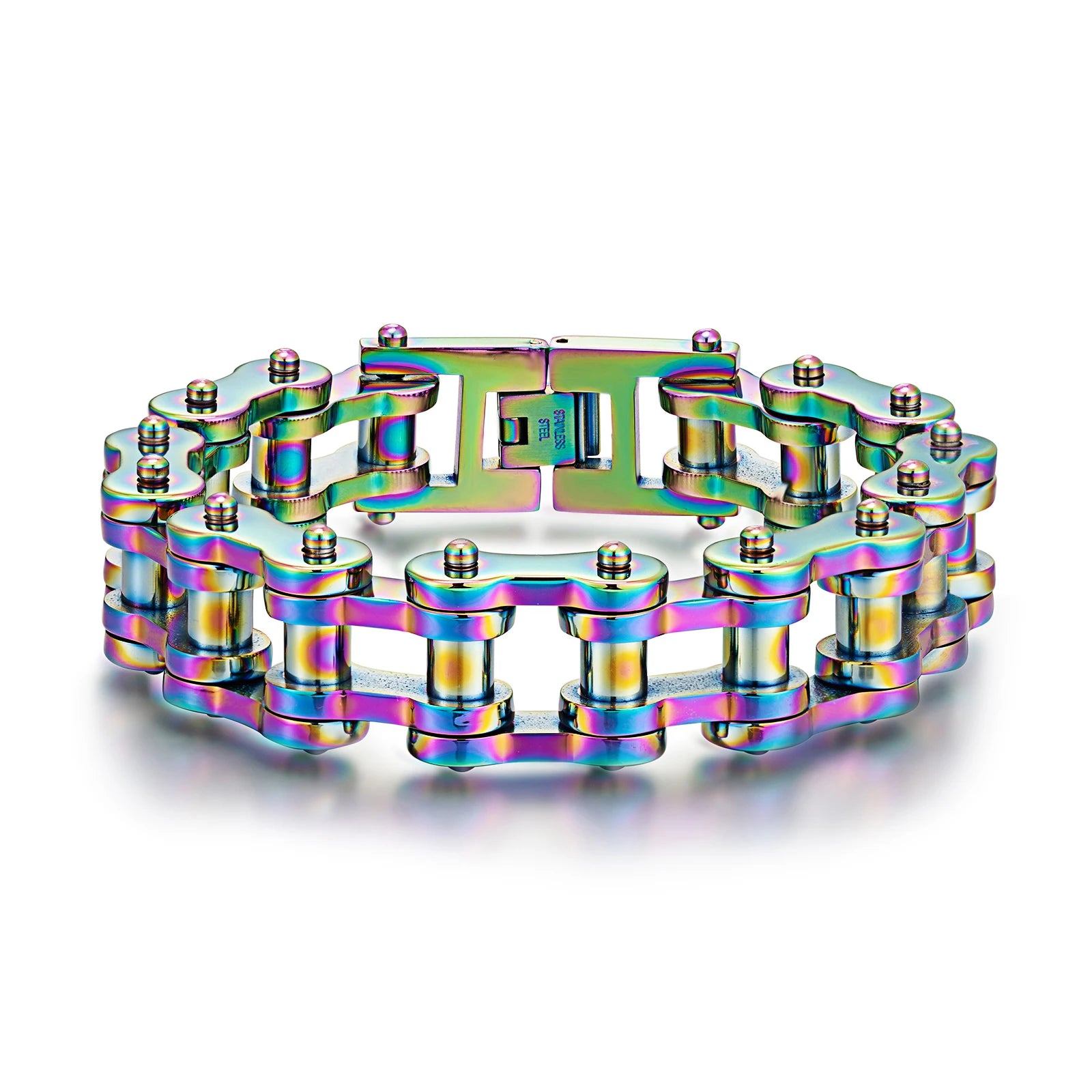 Fashion Rainbow Man Bracelet Jewelry 235MM Men's Stainless Steel Bike Bracelet Jewelry Gift for Him