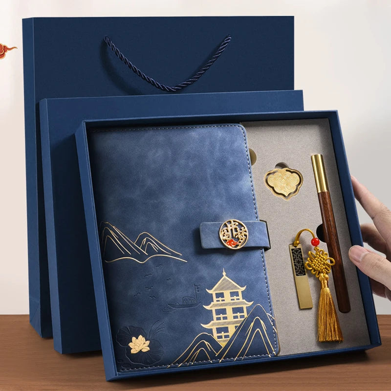 Business Notebook Gift Box Set A5 Journal Notebook Office Work Notepad Diary School Supplies Chinese Style Notebook Gift Box Set