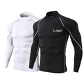 Turtle Neck Sports Shirt Men's Compression Long Sleeve Sweat Wicking T-Shirt Workout Tops Gym Undershirts Active Base Layers