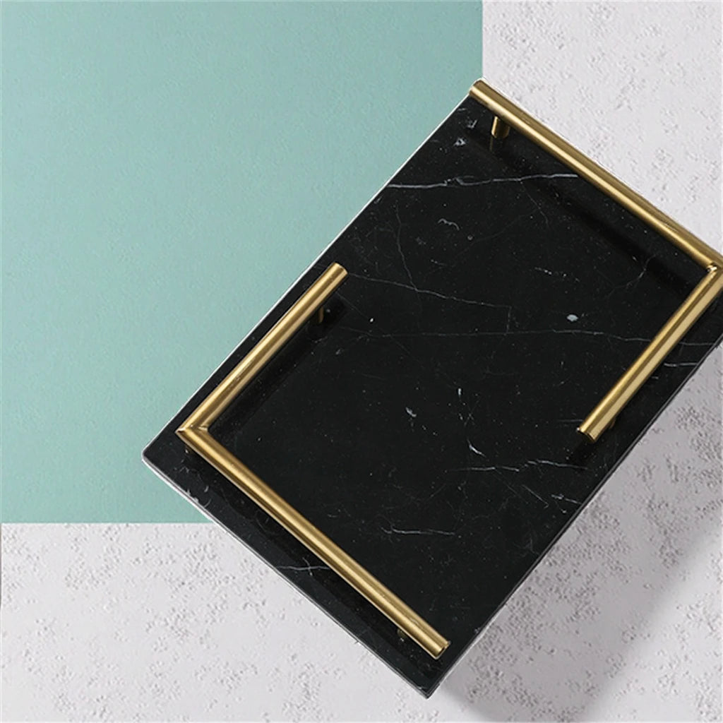 Luxury Gold Edge Marble Decorative Tray for Jewelry Perfume and Home Display