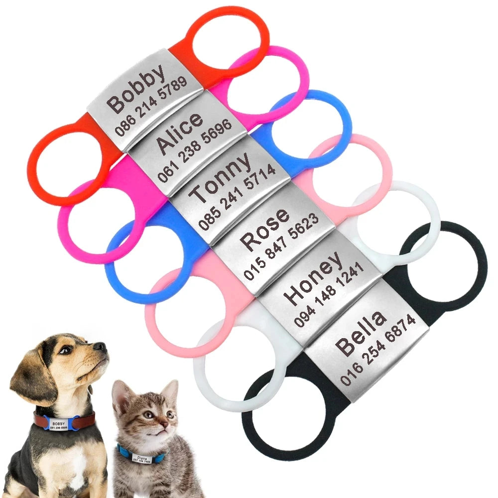 Custom Wholesale Pet ID Silicone Stainless Steel Engraving Dog PlateTags