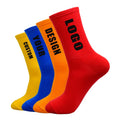 Soxtown Solid Cotton Terry Crew Socks Custom Text Logo for Team and Sport Brand