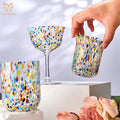 Mexican Style Glassware Confetti Rock Multi Colored Cocktail Glass Custom Style Blown Glass Tumbler With Speckled Design