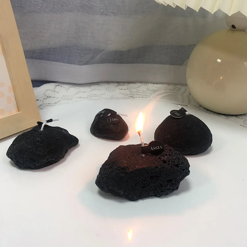 Early Riser DIY Stereo Stone Candle Mold Handmade Soap Aromatherapy Candle Silicone Mold Desktop Ornament Home Decorations