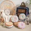 New Bohemian Style Cushions With Tassel Balls Round Mandala Colorful Embroidery Pattern Floor Cushions Suitable for B&Bs
