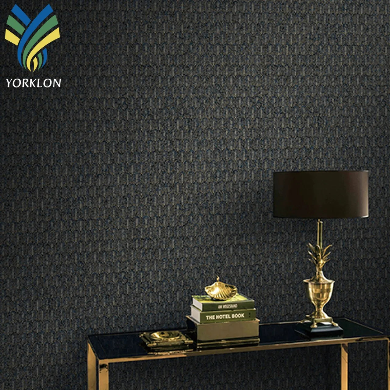 YF-VL 6 3D Modern Geometric Golden Green Non-Woven Wallpaper Rolls Bedroom Wall Decoration Hotel Interior Stairs Wallpaper