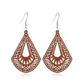 Factory Price New Hot Selling European and American Style Simple Wild Geometric Creative Earrings Wood Hollow Earrings for Women