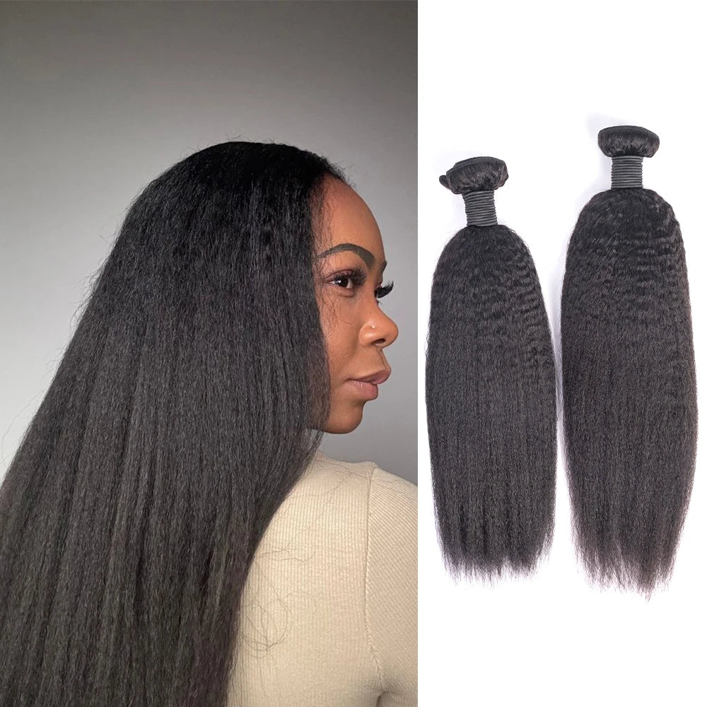 Shoumei Double Drawn 100% Virgin Human Hair Bundles Natural Black Kinky Straight Texture Hair Weaving for Hair Extension