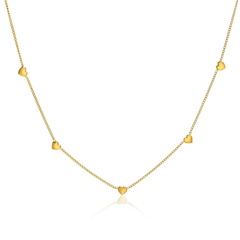 Wholesale Custom PVD Plated 18K Gold Stainless Steel Chain Link Cute Multiple Heart Necklace for Women