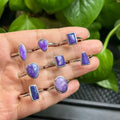 Handmade  Healing Crystal Natural Sugilite 925 Sterling Silver Ring for Maintain Emotional Balance and Purify Negative Energy