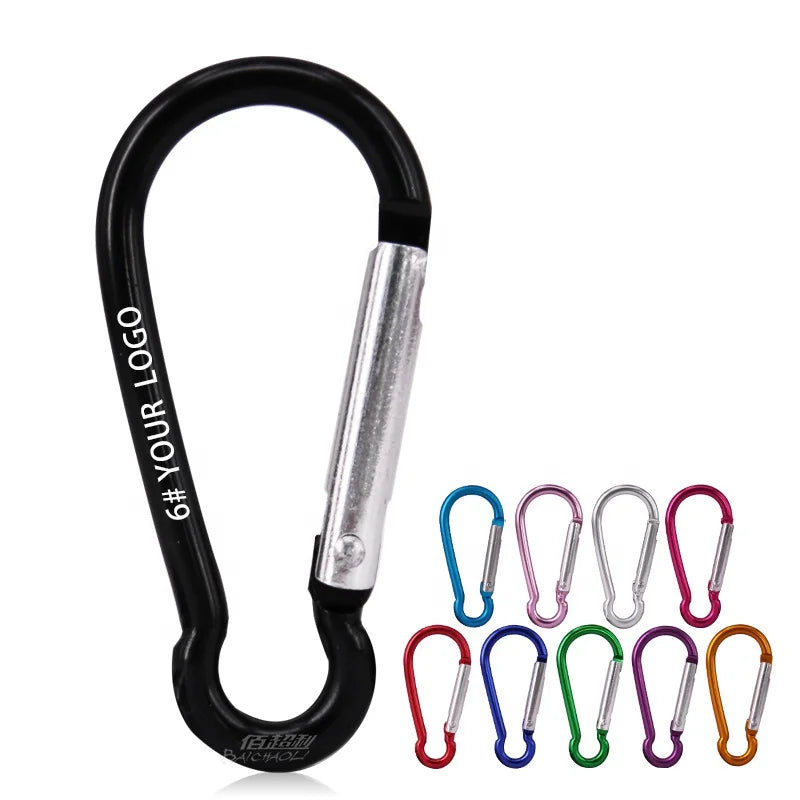 Baichao 6# Gourd Shaped Colourful Aluminum Alloy Lightweight Black Ring Caribeaner Keychain Strap Holder Clip Heavy Industry