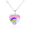 Factory Wholesale Jewelry 925 Sterling Silver Enamel Tiny Heart Pendant Necklace