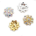 22mm AB Color Glass Sunflower Round Rhinestone Buttons Decorative Sewing Buttons with Shank Style Plating Technics for Clothes