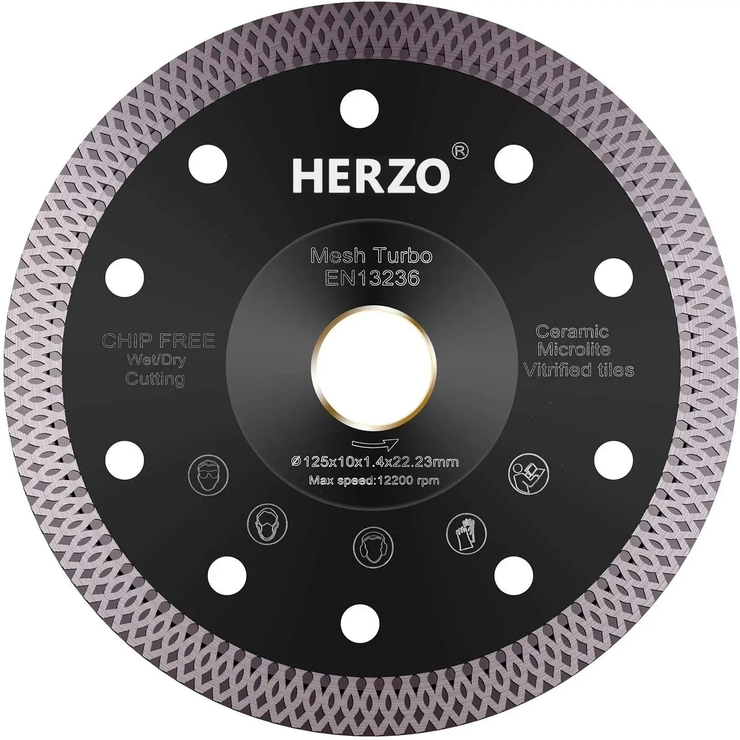 HERZO 125mm Diamond Cutting Disc Tile Blade Ceramic Circular Saw Angle Grinder Hot Press Ti-coated DIY OEM