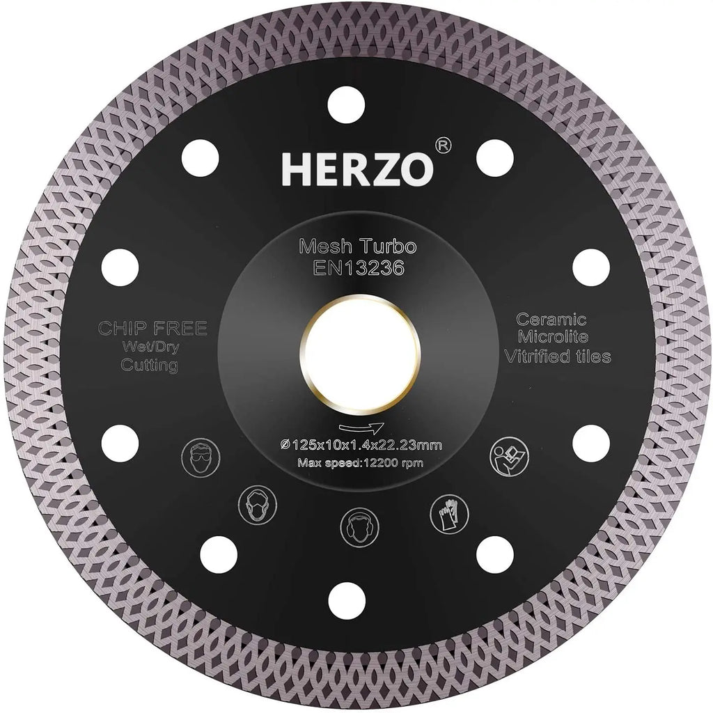 HERZO 125mm Diamond Cutting Disc Tile Blade Ceramic Circular Saw Angle Grinder Hot Press Ti-coated DIY OEM