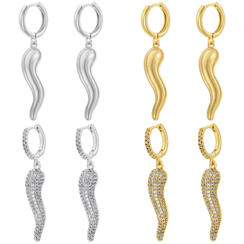 Italian Horn Hoop Earrings Fashion Jewelry Earrings Vintage Fashion Punk for Women Girls Gifts Earrings Daily Life Accessories