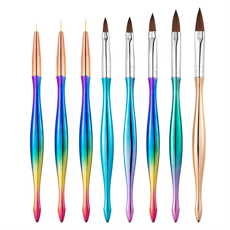 Nails Supplies Salon Professional Painting Tool UV Gel White Rainbow 3/5/6/8pcs Nail Art Brush Set