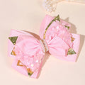 CN 2Pcs Sweet Pink Barrette Ribbon Hair Bow Clip Sparkly Sequin Hair Pins Flower Ribbon Hair Clip Girls Kids