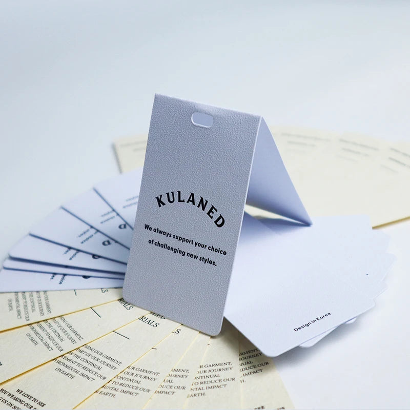 Custom Clothing Folded Tag Garment Folding Hanging Label Foldable Hang Tag With Swing Hangtags
