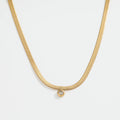 Fenny 18K Gold Plated Wholesale Non Tarnish Simple Round Zirconia Pendant Snake Chain Stainless Steel Necklace for Women