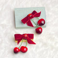 Sweet Cherry Velvet Hair Clip Red Bow Versatile Head Wear Sweet Side Bangs Clip