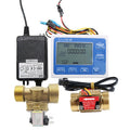 Digital Flow Quantitative Controller Instrument+3/4" Male to Female Thread Brass Solenoid Valve+Male Thread Water Flow Sensor