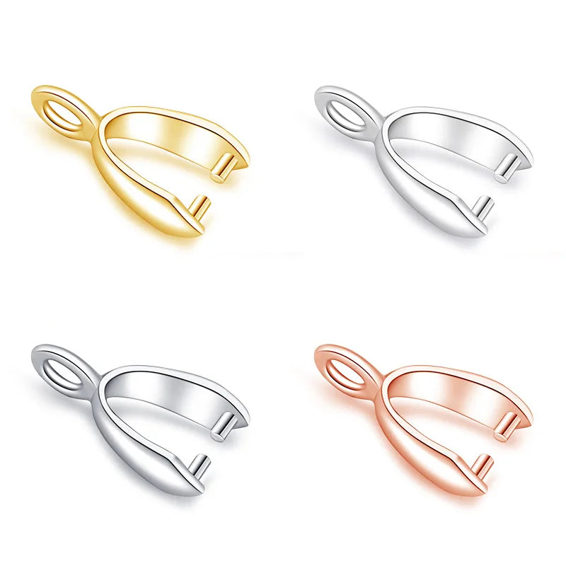 10pcs/lot 925 Sterling Silver Pinch Clip Bail Bead Pendant Connector for Diy Necklace Accessory