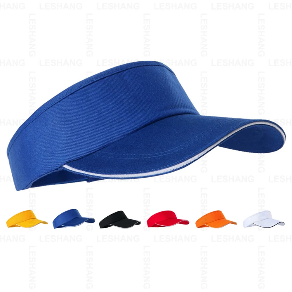 Wholesale 100% Cotton Sporty Sun Protection Blank Running Golf Custom Embroidery Logo Wide Brim Sun Visor Hats Unisex All