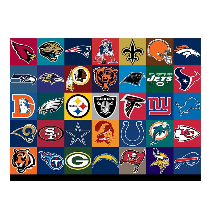 Wholesales 100% Polyester Digital Printing Advertising Custom 3x5ft American Sports Collage Baseball Football 32 NFL Teams Flag