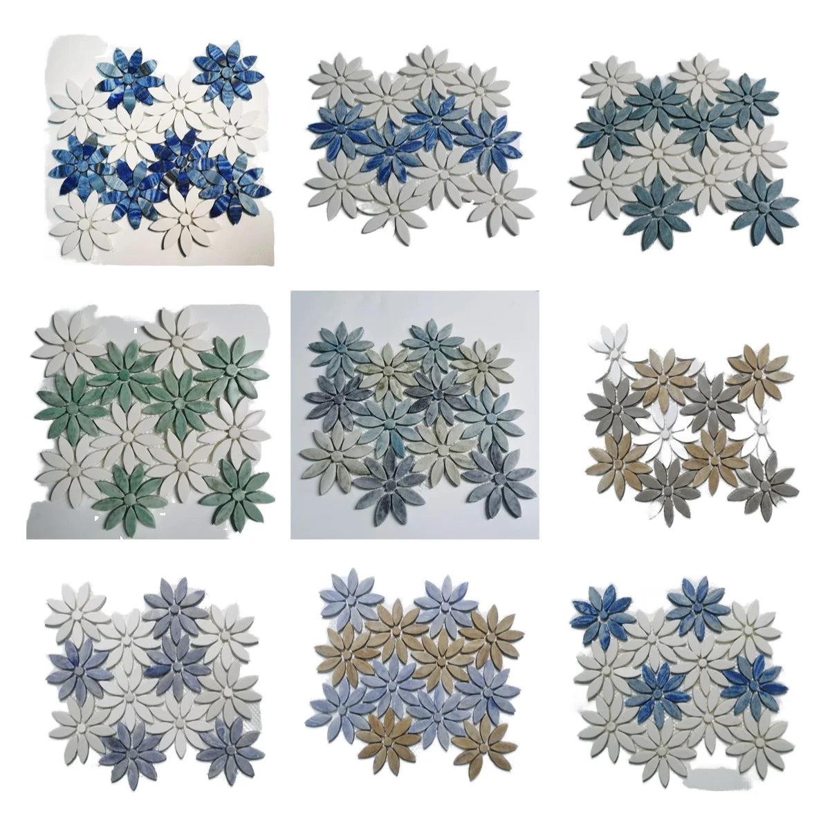 Modern Flower Pattern Marble Mosaic Sheet 12"x12" for Hotel Interior Wall and Flooring Tiles with Parquet Design
