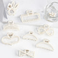 KUACHI Wholesale New Pearl Hair Claw Elegant Bride Large Plastic Hair Claw Clips Fashion Simple Hair Claw for Women Korean