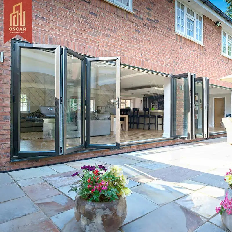 Aluminium Glass Bi Fold Door 2 Way Folding Easy Install Space Saving Home Office Villa Thailand Exterior Interior Folding Door