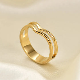 Zhongzhe 18K PVD Ring Women's Jewelry Wholesale Waterproof Gold Plated Ring V Stainless Steel Jewelry Rings