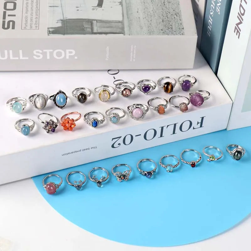 Wholesale Natural Crystal Healing Stone Crystal Rough Stone Rings for Decoration