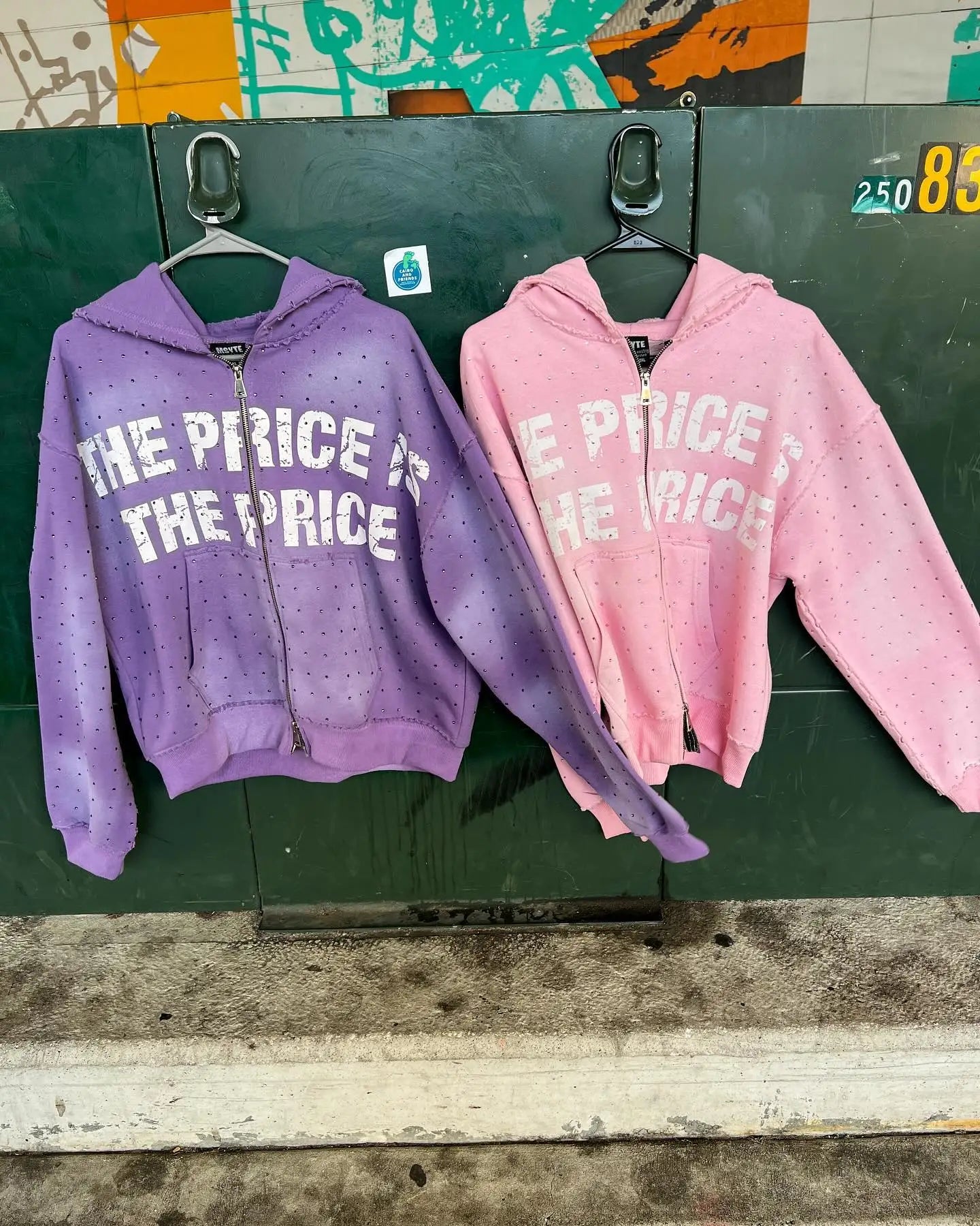 OEM Streetwear Custom logo 360 480 500gsm Silk-screen Terry All Over Printing Rhinestone Distressed Boxy Cropped Zipper Hoodies