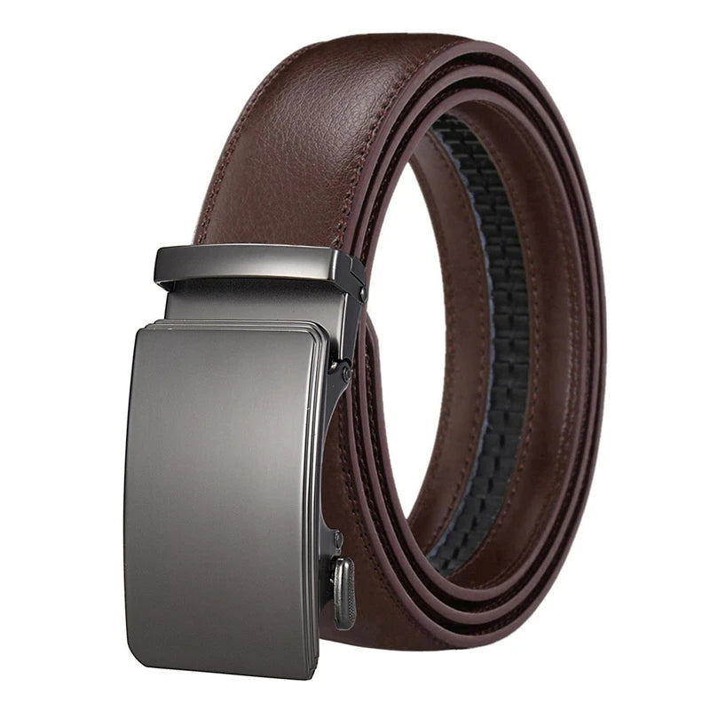 LQBelt Men Automatic Buckle Belt Split Leather Belts for Men Alloy Buckle Custom Logo Factory Ratchet Belt