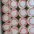 28/400 Red Writing Caps with Silver Seal for 16oz Round/circular PET Amber Bottle