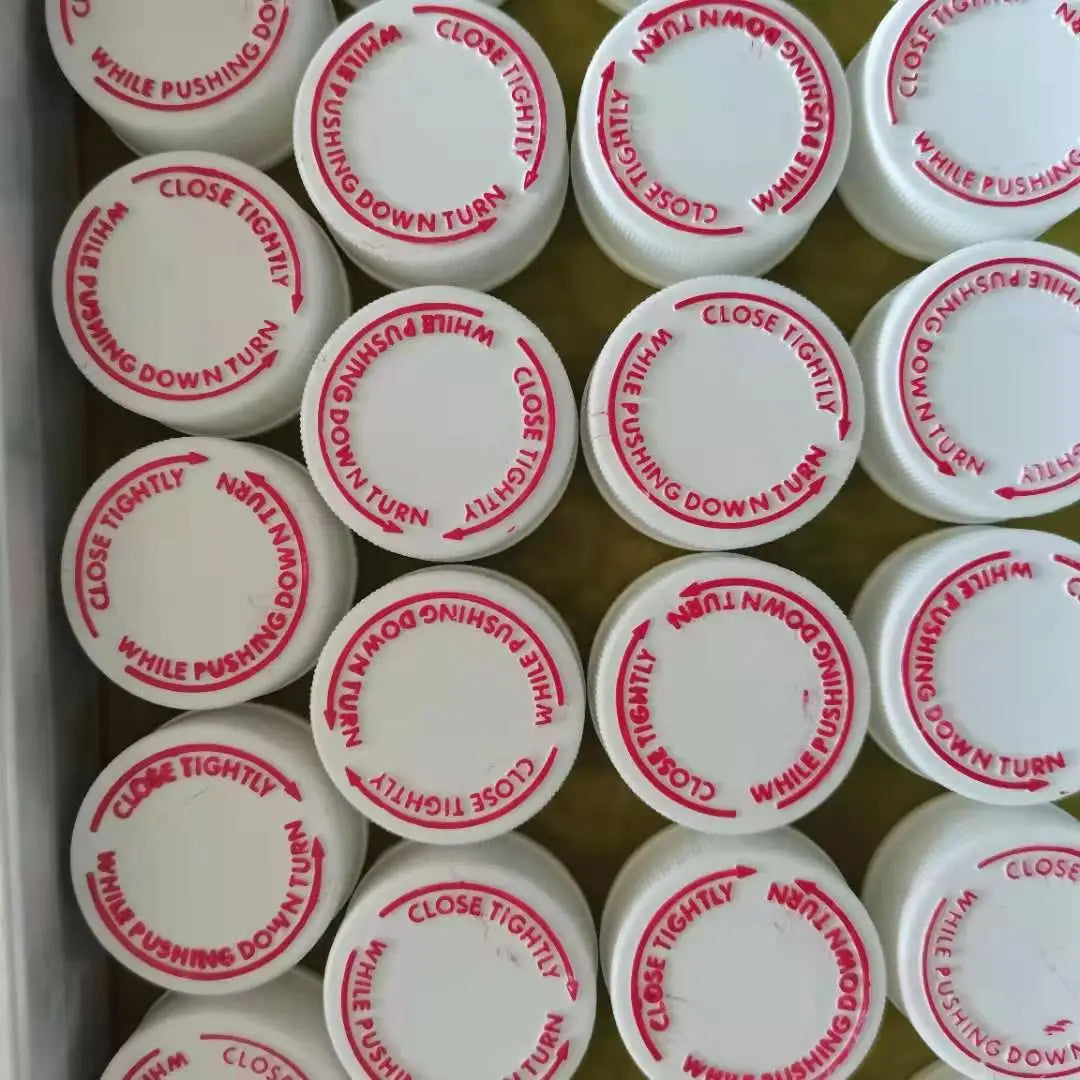 28/400 Red Writing Caps with Silver Seal for 16oz Round/circular PET Amber Bottle