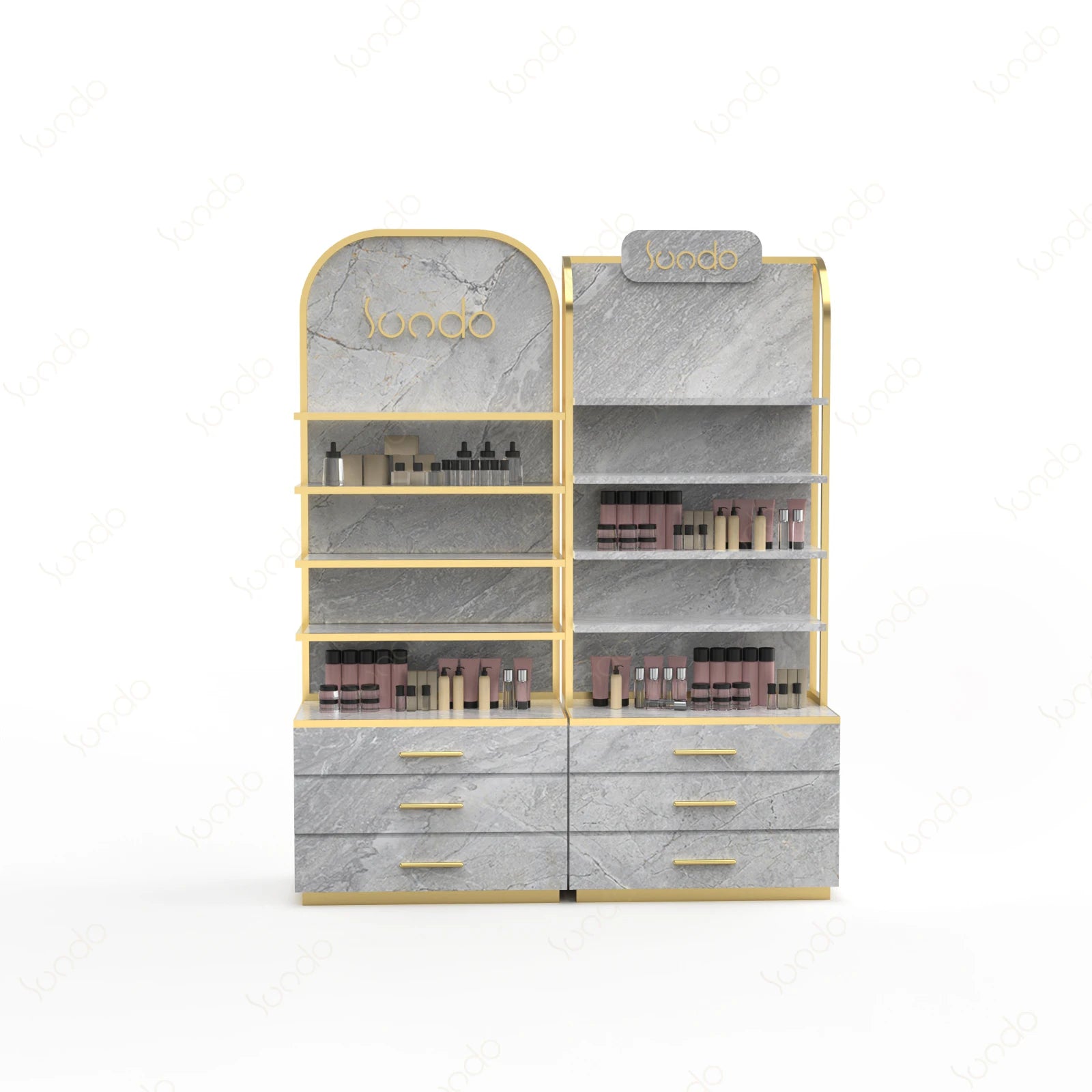 Wholesale SUNDO Perfume Display Cabinet J-jdc-032 Dark Brown Beauty Salon Handmade Makeup Accessories Storage Customizable Color